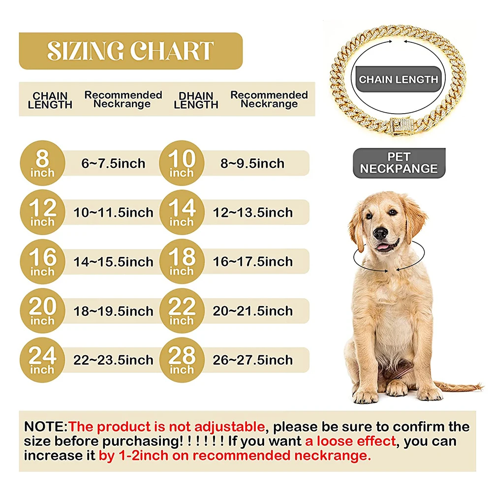 Rhinestone Dog Chain Collar Me - Chain Quick Link บทวิจารณ์และราคา